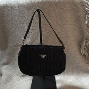 Prada  Tessuto Nylon Gaufre Shoulder Bag Black